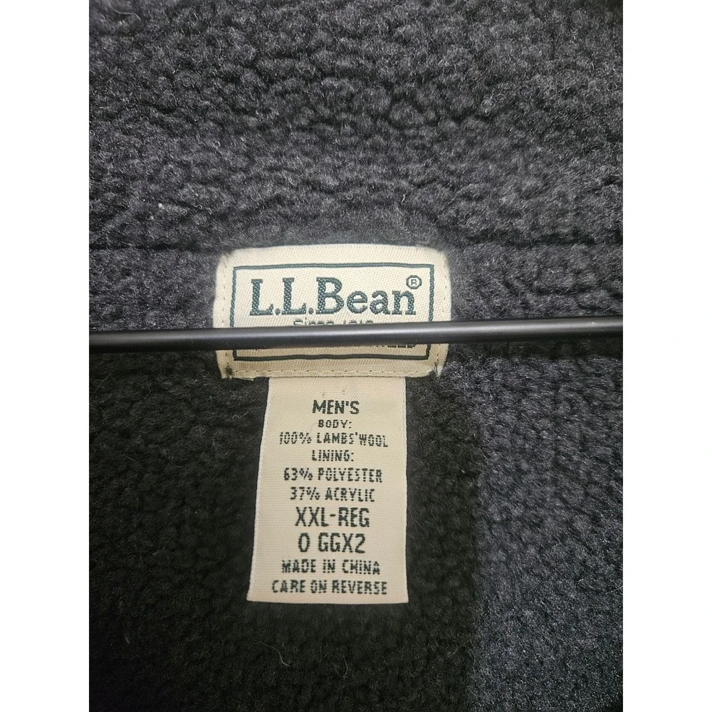 LL Bean Mens XXL Lambswool Quarter Zip Fleece Lined Sweater Gray Mock Neck Pocke